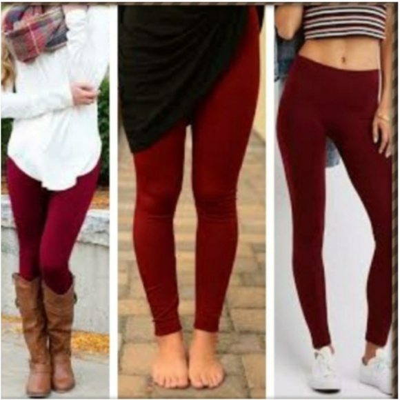 C.C. Boutique Pants - NWT Cranberry Wine Burgundy Fleece Lined Leggings